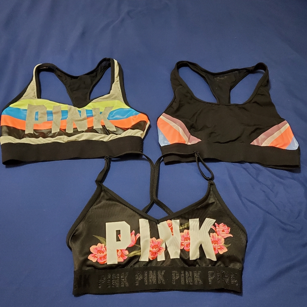 Set of 3 PINK sports bras